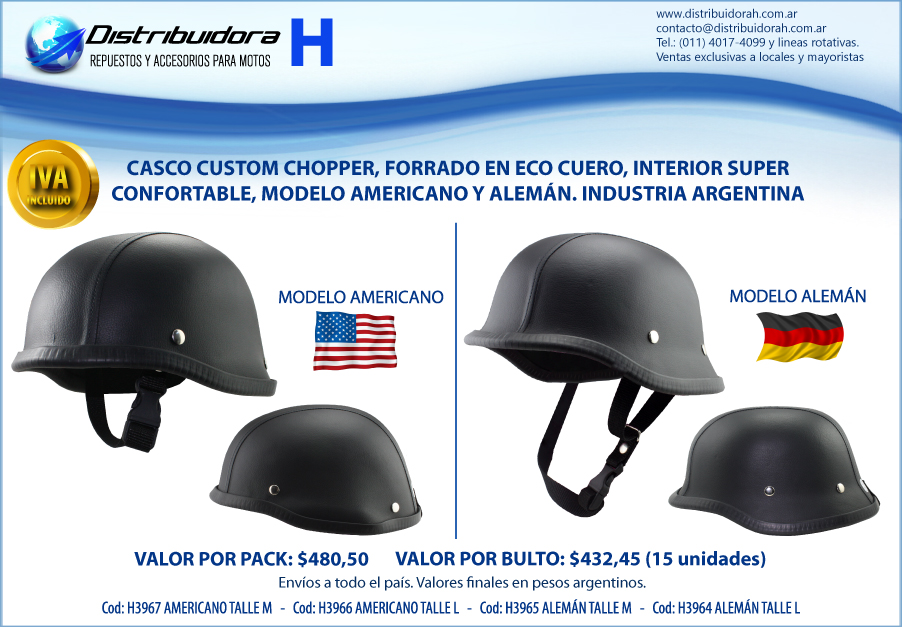 H3965 H3966 H3967 – CASCO CHOPPER ALEMAN Y AMERICANO | Distribuidora